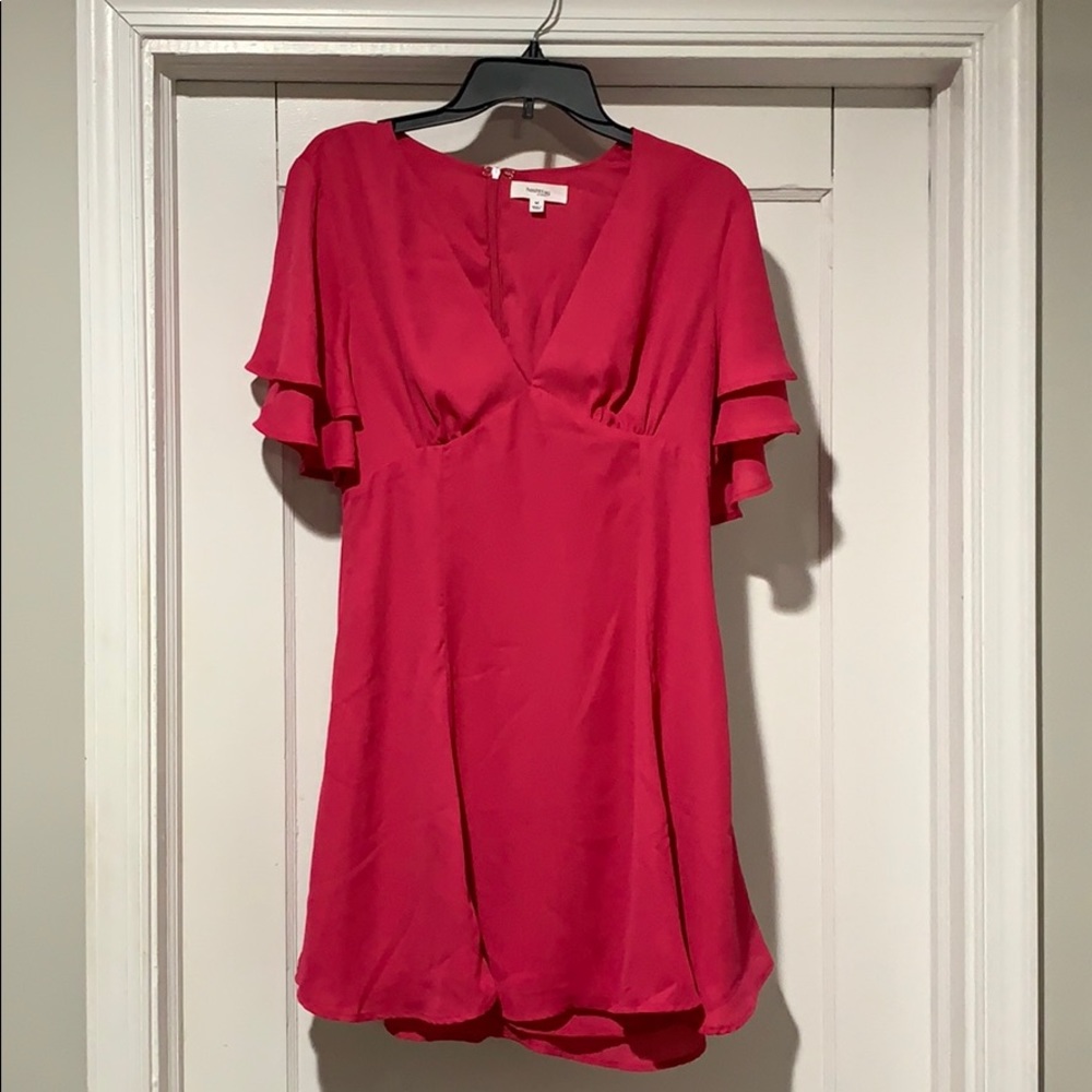 Pink flutter sleeve dress